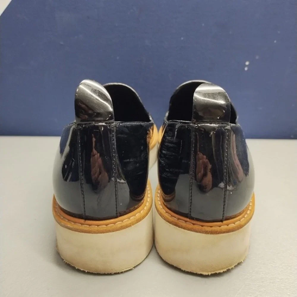 Vince Sanders Platform Sneakers Women US 6.5M Black White Patent Leather Slip On